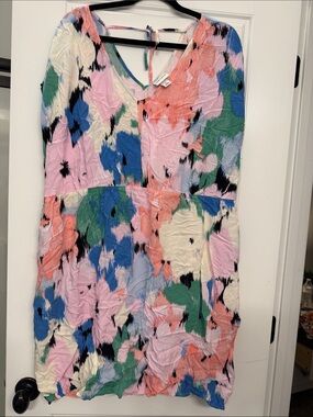 Ava & Viv Multicolor Abstract Floral V-Neck Dress